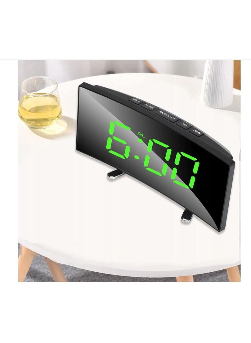 Generic - Vertical Green Letter Electronic Clock LED Alarm Clock Mirror - Image 1