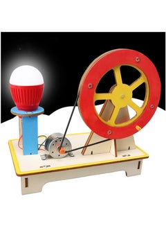 YelaJoy Wooden Hand Cranked Generator, Science Kit Manual Generator Toy, Physics Experiment Puzzle Light Bulb, Science Experiments for Kids Age 6-14, Light Bulb Color Random  - Image 1