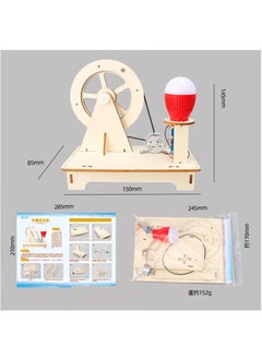 YelaJoy Wooden Hand Cranked Generator, Science Kit Manual Generator Toy, Physics Experiment Puzzle Light Bulb, Science Experiments for Kids Age 6-14, Light Bulb Color Random  - Image 4