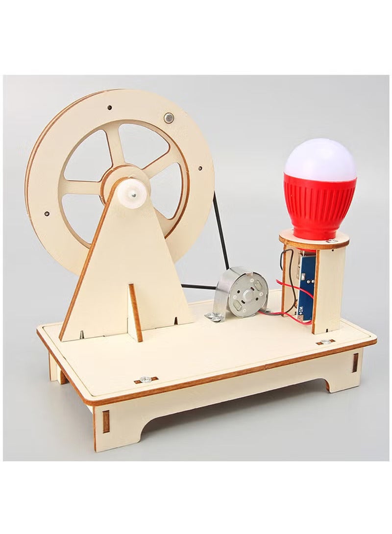 YelaJoy Wooden Hand Cranked Generator, Science Kit Manual Generator Toy, Physics Experiment Puzzle Light Bulb, Science Experiments for Kids Age 6-14, Light Bulb Color Random - Image 5