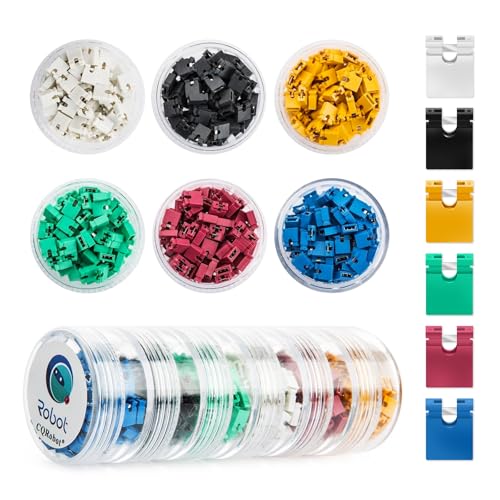 CQRobot 600 Pieces Standard Computer Jumper Caps Header Pin Shunt Short Circuit 2P Connector Open Top 2.54mm. Suitable for Arduino Raspberry Pi PCB PC DVD HDD Motherboard Shorting and Other Items. - Image 1