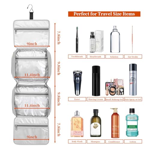 Bosidu Hanging Travel Toiletry Bag, Large Capacity Cosmetic Travel Toiletry Organizer for Women with 4 Compartments & 1 Sturdy Hook, Perfect for Daily Use/Valentines' Day - Image 4