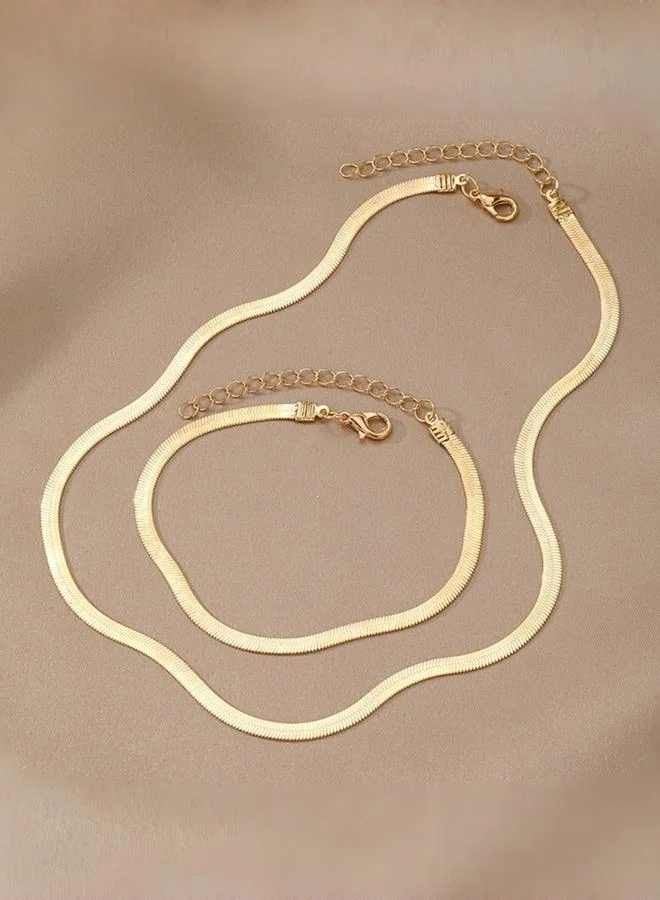Take Two Gold Snake Chain Necklace and Bracelet Set
