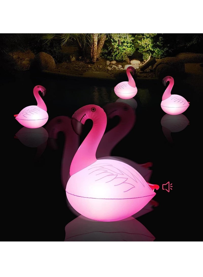 Captaintech Solar Floating Lights with Flamingo Sound, Floating Pool Lights That Float LED Glow Lights, Waterproof, Glow in the Dark Solar Powered, Inflatable for Pool Spa Patio Wedding Party - Image 1