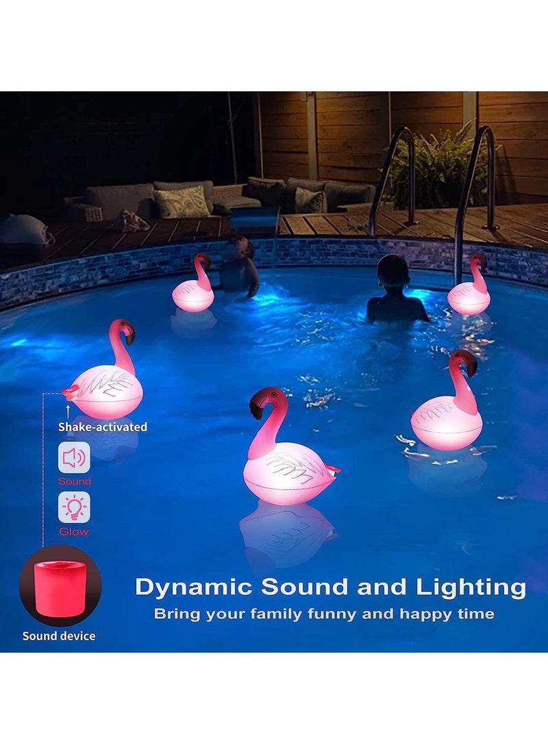 Captaintech Solar Floating Lights with Flamingo Sound, Floating Pool Lights That Float LED Glow Lights, Waterproof, Glow in the Dark Solar Powered, Inflatable for Pool Spa Patio Wedding Party - Image 3