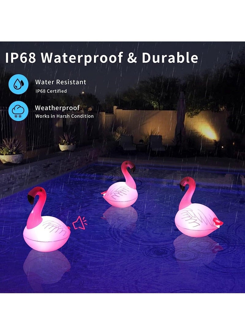 Captaintech Solar Floating Lights with Flamingo Sound, Floating Pool Lights That Float LED Glow Lights, Waterproof, Glow in the Dark Solar Powered, Inflatable for Pool Spa Patio Wedding Party - Image 4