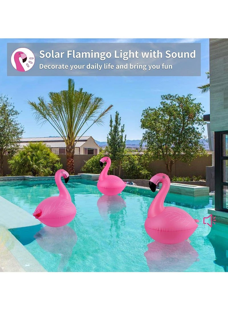 Captaintech Solar Floating Lights with Flamingo Sound, Floating Pool Lights That Float LED Glow Lights, Waterproof, Glow in the Dark Solar Powered, Inflatable for Pool Spa Patio Wedding Party - Image 5