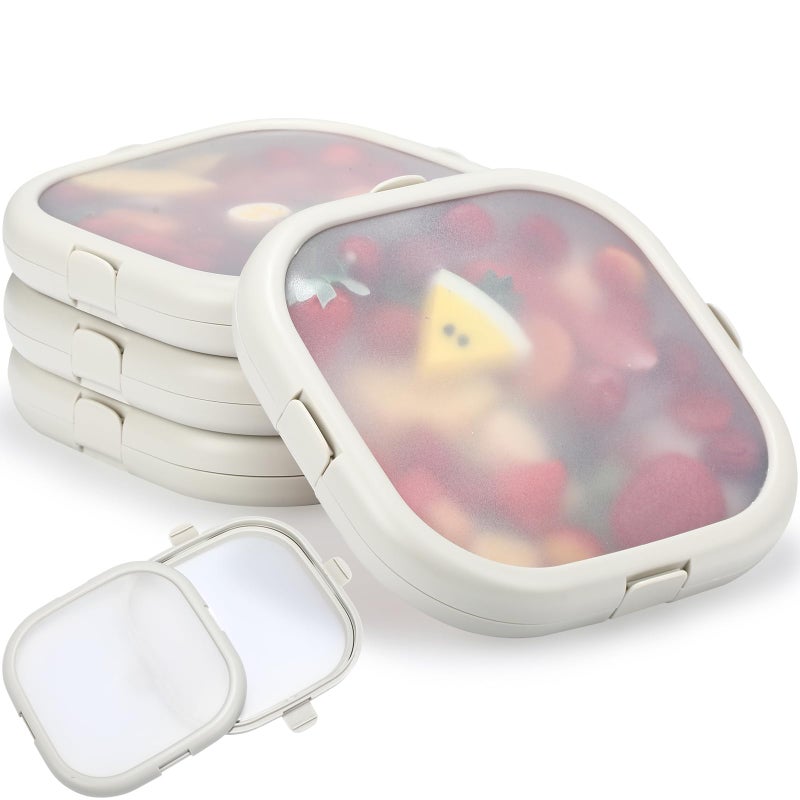 Nuogo 4 Pcs Silicone Fruit Storage Box Anti-oxidation Avocado Saver Storage Tomato Pod Vegetable Saver Reusable for Fridge Garlic Lemons Potatoes (White,7.9 x 7.9 x 1.4 Inches) - Image 1