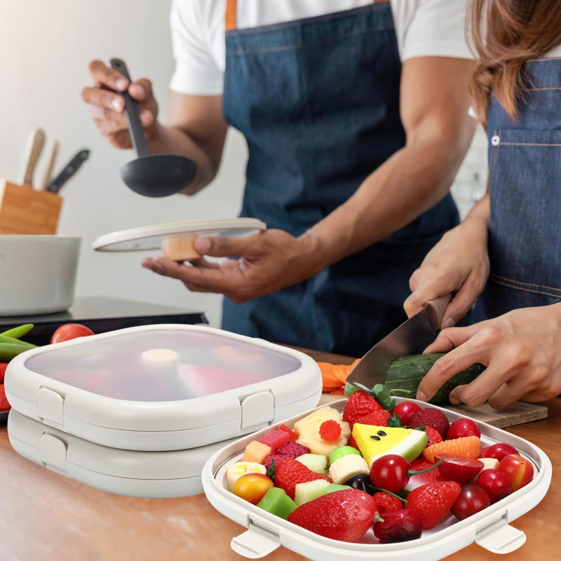 Nuogo 4 Pcs Silicone Fruit Storage Box Anti-oxidation Avocado Saver Storage Tomato Pod Vegetable Saver Reusable for Fridge Garlic Lemons Potatoes (White,7.9 x 7.9 x 1.4 Inches) - Image 5