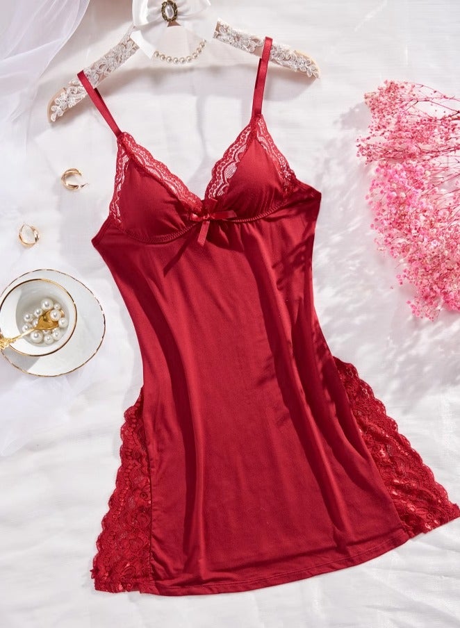 Nightwear Spaghetti Strap Nightgown Babydoll Dress - Image 1