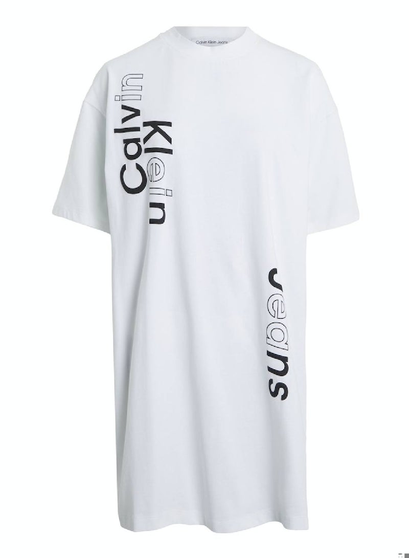 Calvin Klein Jeans Women's Boyfriend Logo T-Shirt Dress -  cotton jersey, White - Image 1