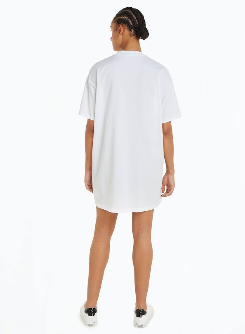 Calvin Klein Jeans Women's Boyfriend Logo T-Shirt Dress -  cotton jersey, White - Image 2