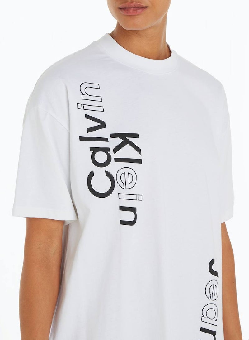 Calvin Klein Jeans Women's Boyfriend Logo T-Shirt Dress -  cotton jersey, White - Image 4