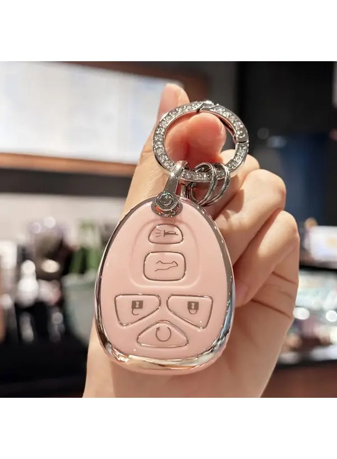 Pink TPU Key Fob Cover with Key Chain for Chevy Malibu Cobalt Pontiac G5 G6 - Image 1