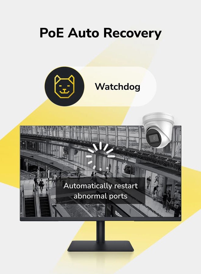 cudy 8 Port PoE+ Switch with 2 Gigabit Uplink Ports 120W, 8 10/100Mbps PoE+@120W, Extend/VLAN Mode, 802.3af/at Standard, Fanless, Watchdog, Plug and Play FS1010PG - Image 5