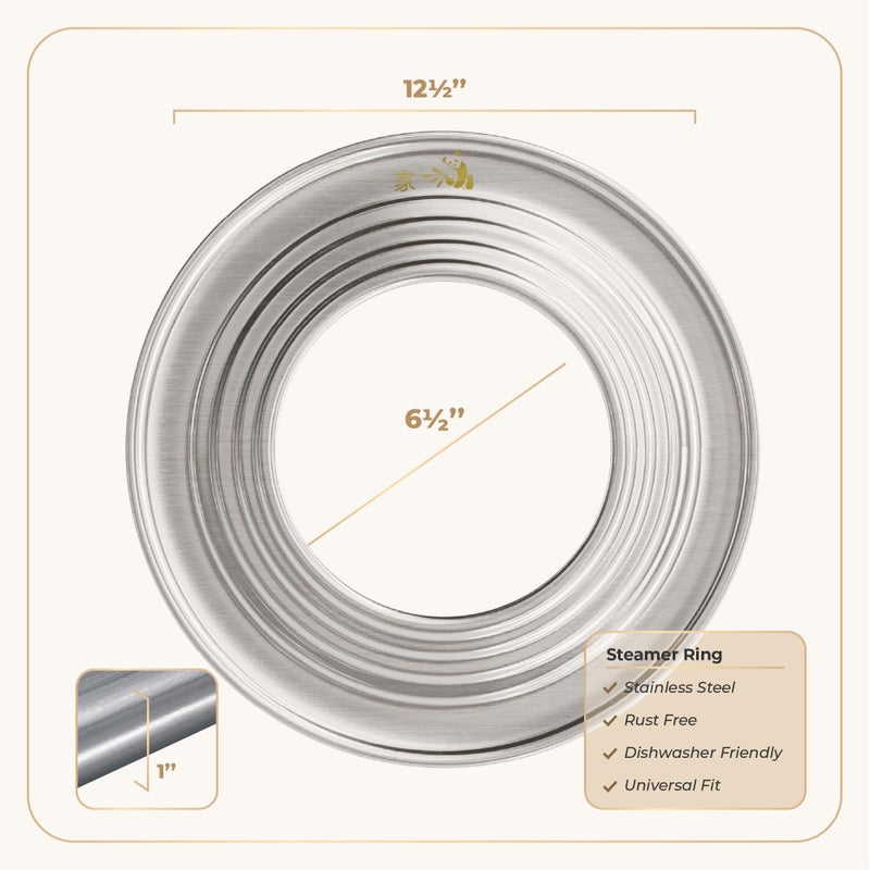 Prime Home Direct Stainless Steel Steamer Ring | Fits 7 to 12-Inch Bamboo Steamer Basket | Steaming Ring for Asian Chinese Wok, Food, Dumpling, Dim Sum, Steam Pot Accessories Metal Cooking Rim Adapter - Image 5