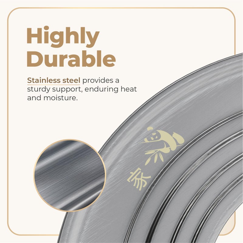 Prime Home Direct Stainless Steel Steamer Ring | Fits 7 to 12-Inch Bamboo Steamer Basket | Steaming Ring for Asian Chinese Wok, Food, Dumpling, Dim Sum, Steam Pot Accessories Metal Cooking Rim Adapter - Image 3
