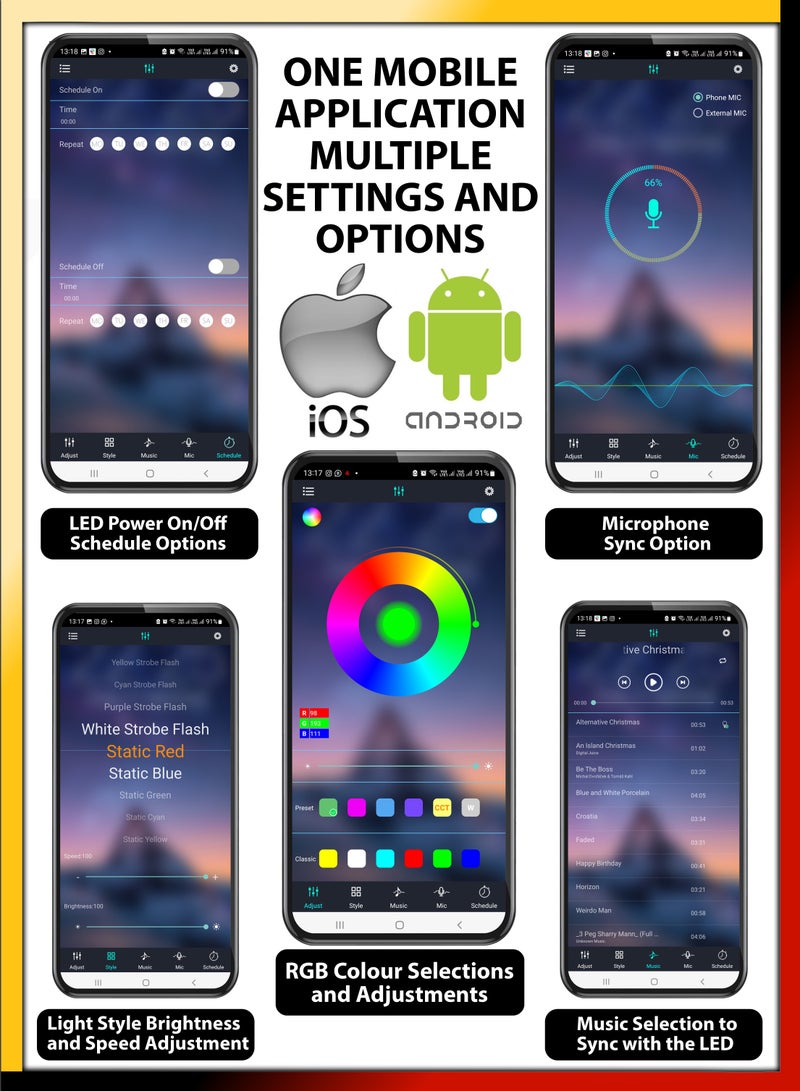 DBLEW 5M Flexible Smart Bluetooth RGB LED Strip Light Sync to Music Lighting for Home Decor Kitchen Bedroom Car Bike Hotel Outdoor Bar Parties Garden Desktop Decoration Mobile App Control USB Powered - Image 2