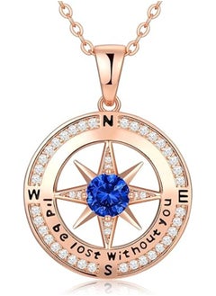 Zifeel Compass Necklace Gifts for Women wife - S925 Sterling Silver Birthstone Necklaces for Women - Anniversary Birthday Gifts for Her Wife Girlfriend - Valentines Day Mom Mother’s Day  Gifts  - Image 1