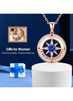 Zifeel Compass Necklace Gifts for Women wife - S925 Sterling Silver Birthstone Necklaces for Women - Anniversary Birthday Gifts for Her Wife Girlfriend - Valentines Day Mom Mother’s Day  Gifts  - Image 3