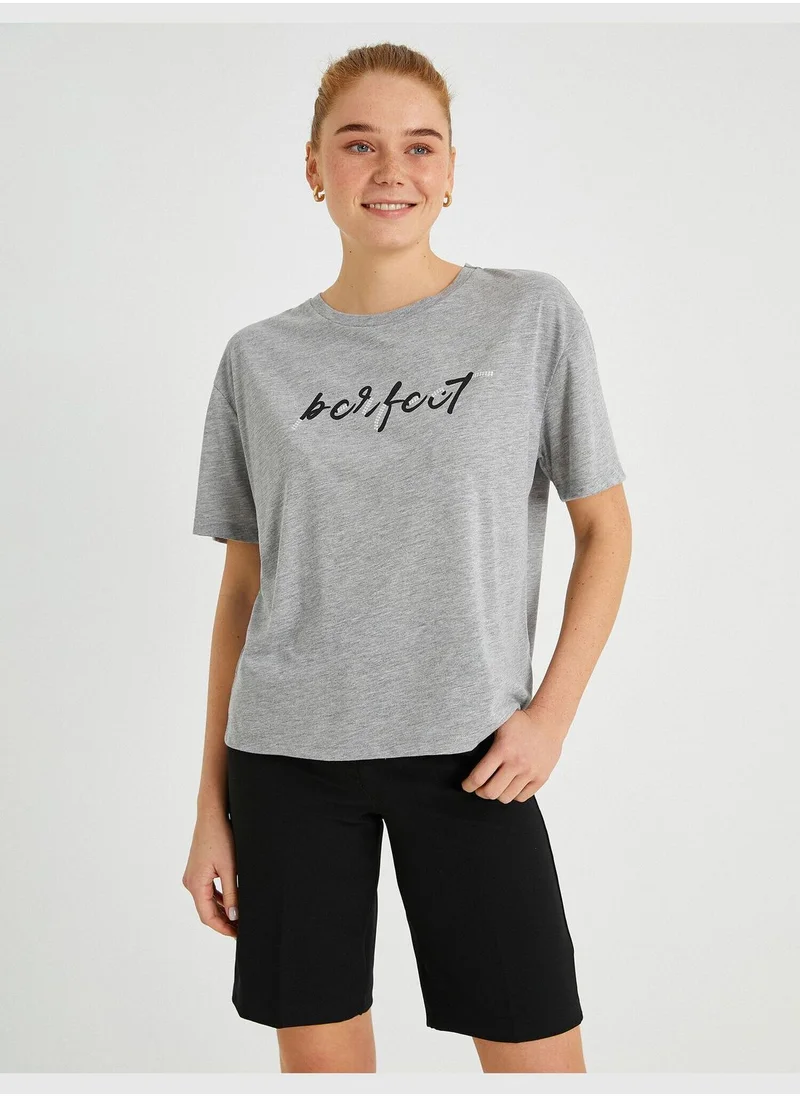 KOTON Printed T-Shirt Short Sleeve Crew Neck