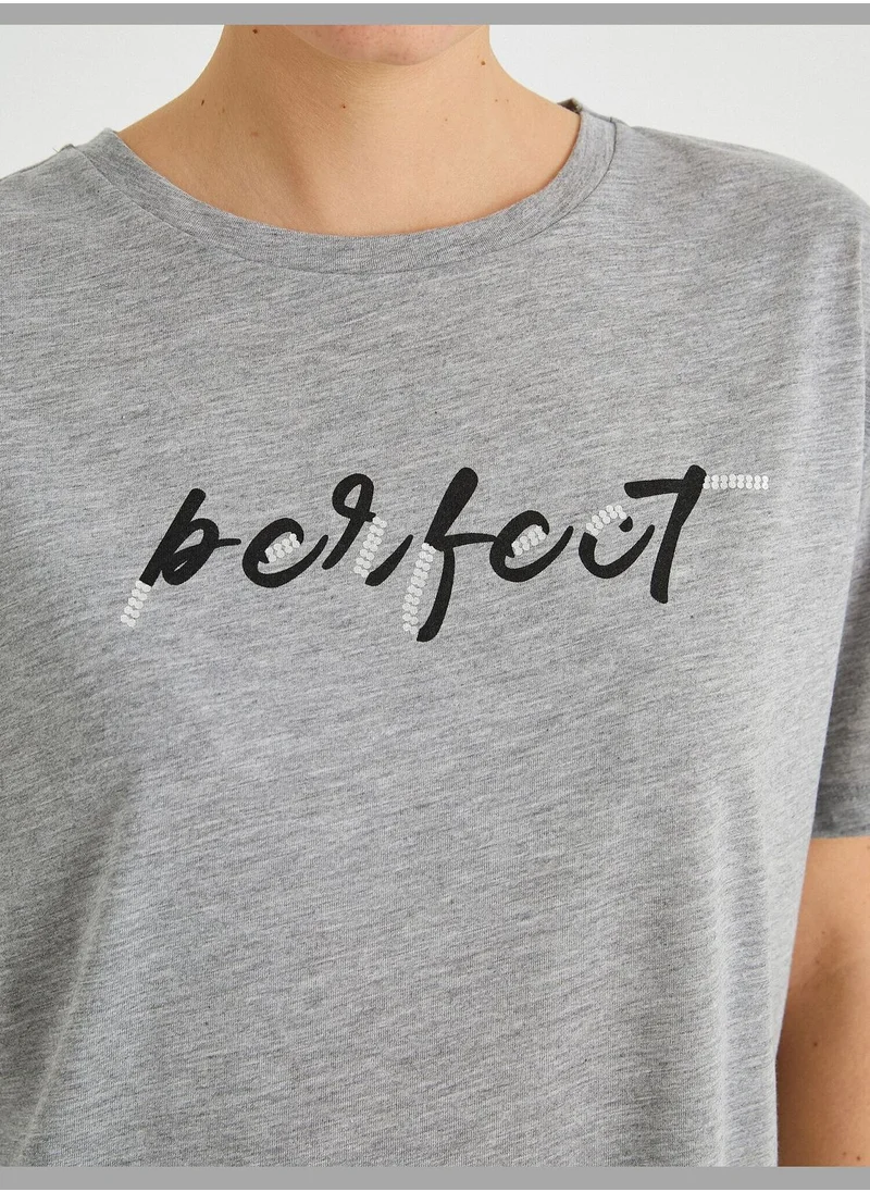 KOTON Printed T-Shirt Short Sleeve Crew Neck