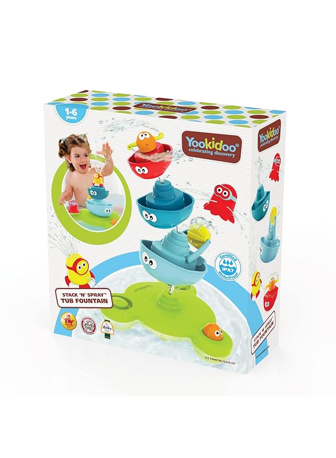 إيروريكس نافورة حوض الاستحمام Stack 'N' Spray من Bath Toy، 6 قطع فريدة ذات وظائف مختلفة - Image 5