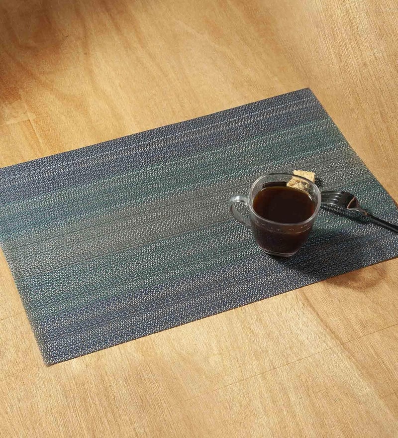 Obsessions OBSESSIONS Premium PVC Placemats Set of 6 Heat Resistant Stain Resistant Washable 30x45 cm Green and Grey Perfect for Dining Table Decoration and Protection - Image 1