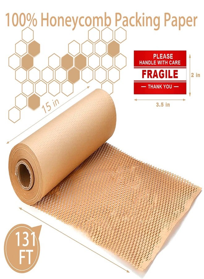 onesimcr Honeycomb Packing Paper Wrap 15"x131' Sustainable Alternative to Bubble Wrap for Moving/shipping/packing Roll with 20 Fragile Sticker Biodegradable & Fully Recylable… - Image 4