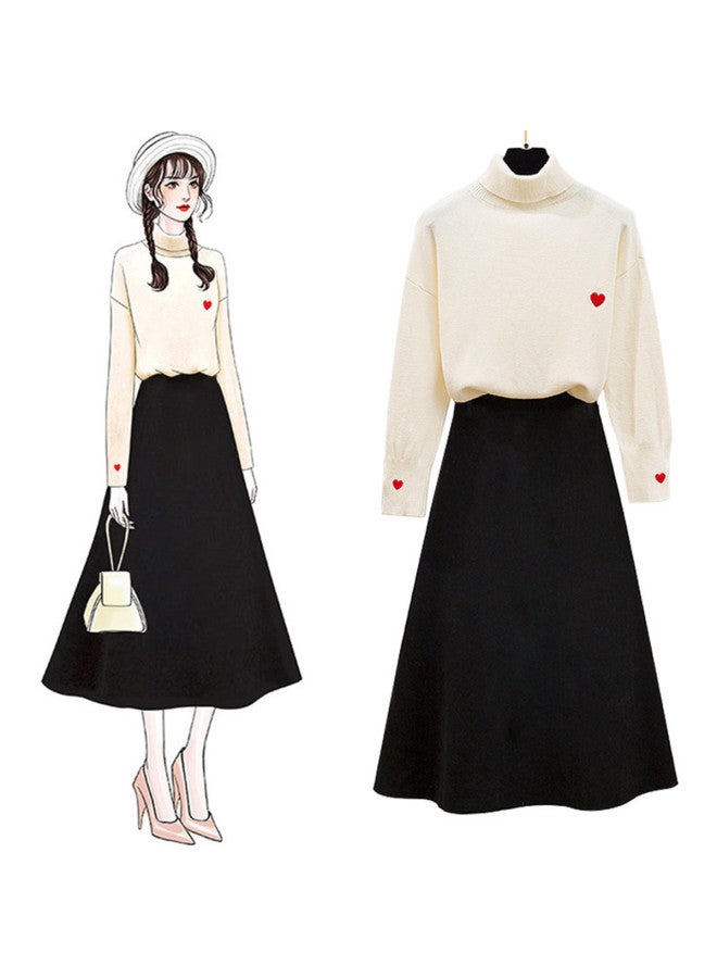 TonLion 2025 Women's Two-piece Set Knit Long Sleeve Top With Skirt - Korean Style Fashion Versatile Outfit - Image 2
