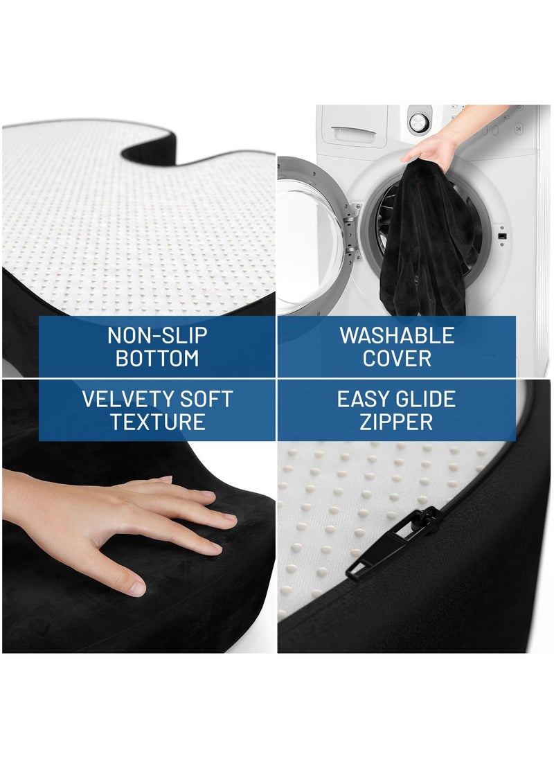 MileMelo - Seat Cushion for Office Chair Tailbone Cushion Coccyx Cushion Sciatica Pillow for Sitting Black - Image 1