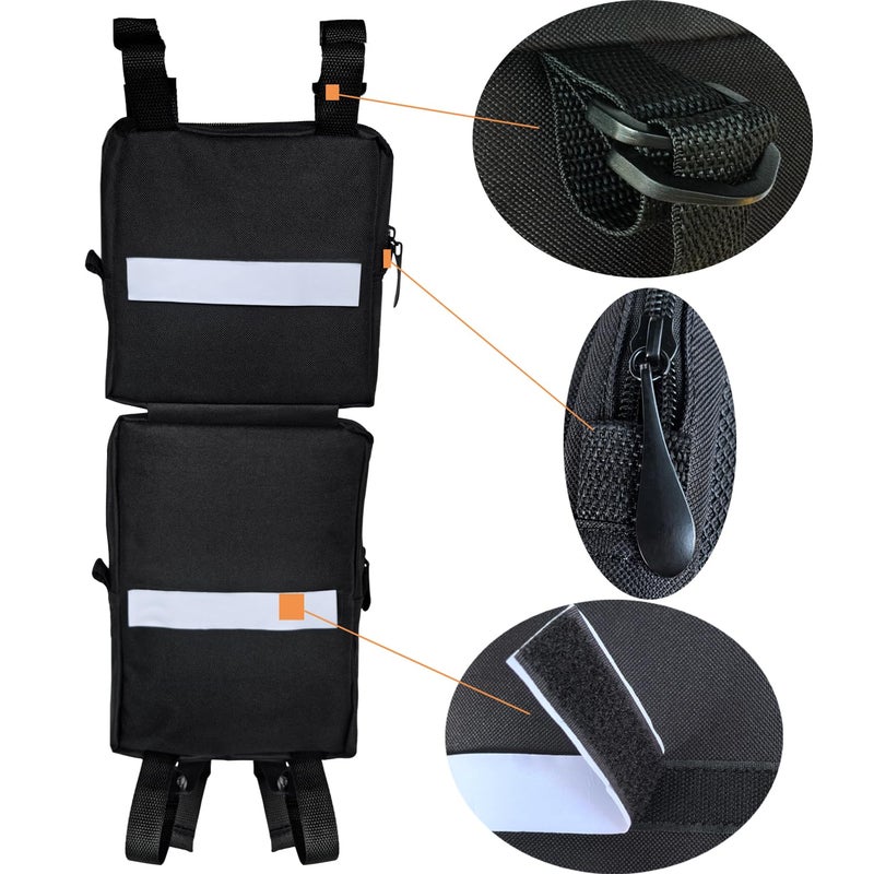 Vanlison 2 Pack ATV Fender Bags, Detachable Saddle Bag ATV Gear Bags Water-resistent Motorcycle Bag Compatible with Sportsman Scrambler TRX FourTrax Outlander Grizzly UTV Hanging Storage Bag Black - Image 4