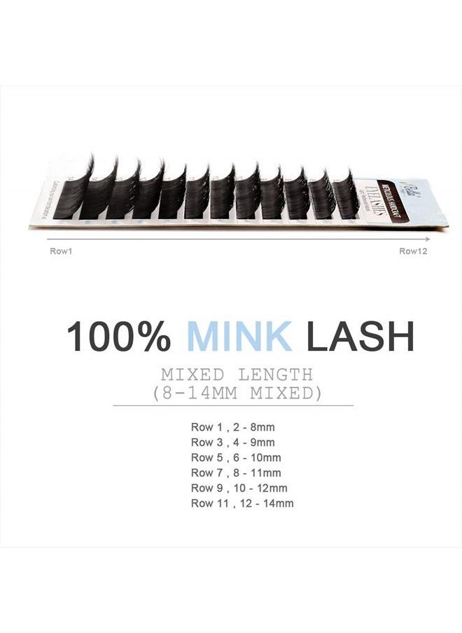 Bella Hair - Real Siberian Mink Eyelash Extensions B/C/D/J Curl | Professional Salon Use | Thickness 0.15mm Individual Volume Lashes Length 8-15mm Mixed Tray (B Curl) by Bella Hair - Image 1