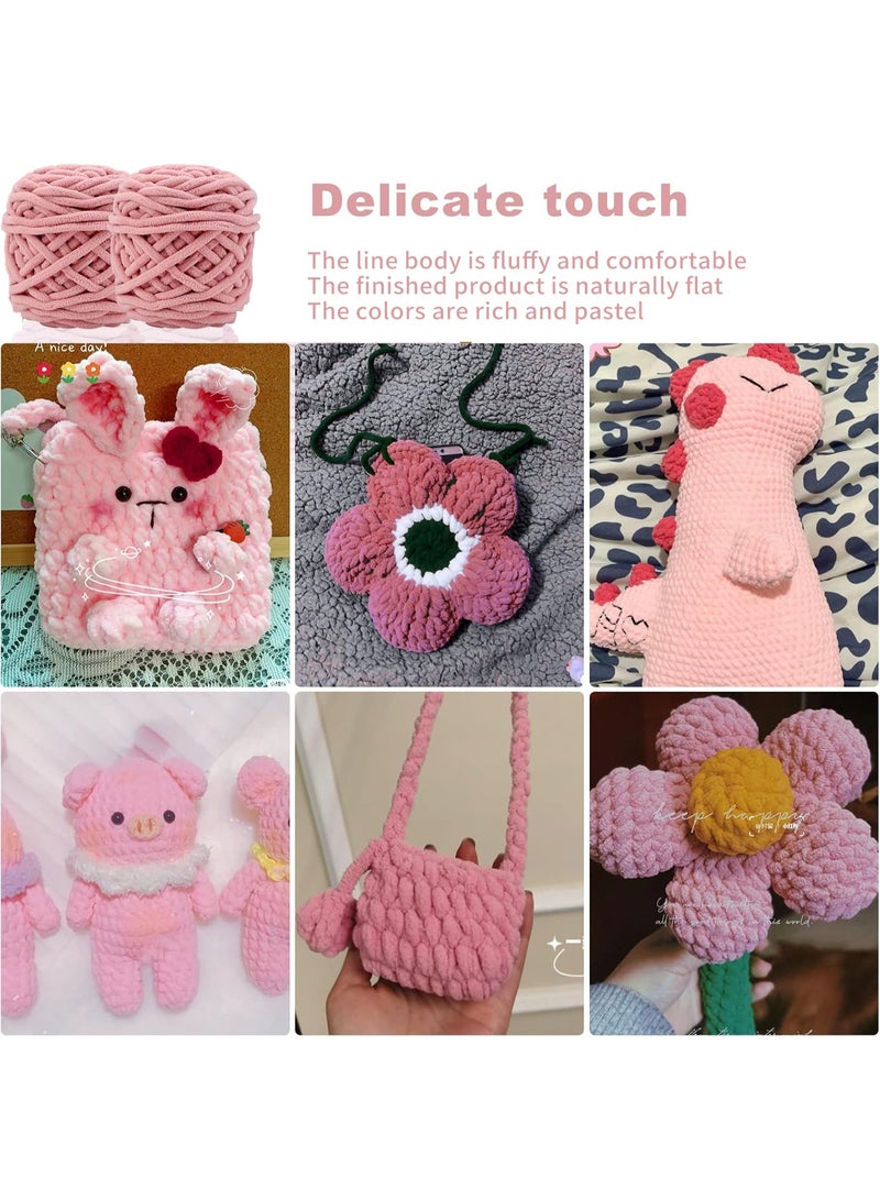 MileMelo 2-Piece Knitting Wool Yarn,Knitting Yarn Coarse Yarn for Crochet, Soft Chunky Yarn for Projects Making Plush Balls Handmade Bags Sweaters Shoes Hats Blankets Scarves Flesh Pink - Image 5