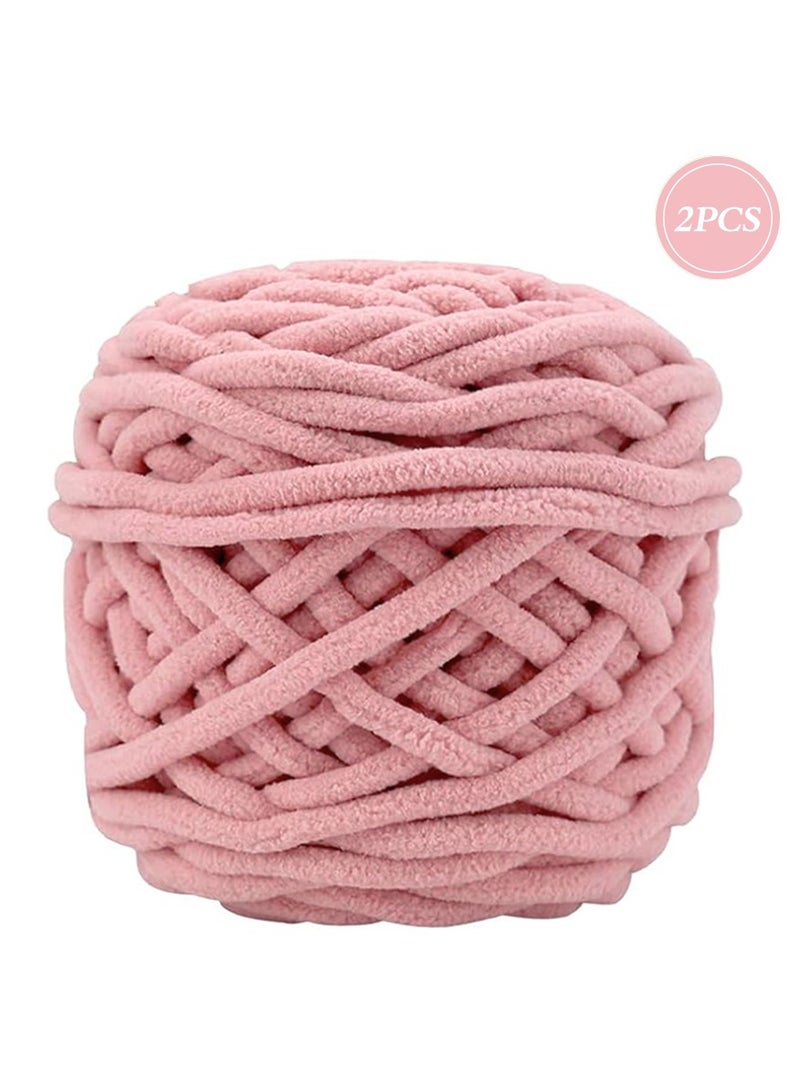 MileMelo 2-Piece Knitting Wool Yarn,Knitting Yarn Coarse Yarn for Crochet, Soft Chunky Yarn for Projects Making Plush Balls Handmade Bags Sweaters Shoes Hats Blankets Scarves Flesh Pink - Image 1