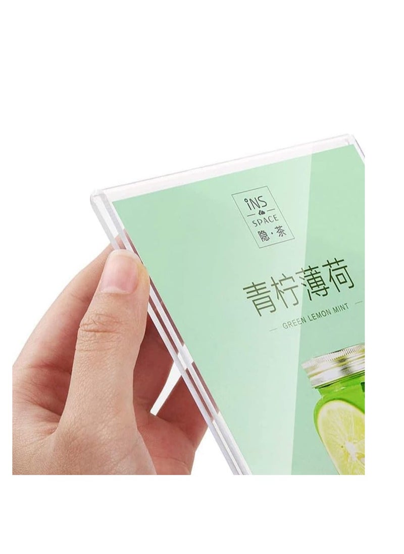 ECKEK Acrylic Sign Holder A4/A5/A6 Menu Displays Double Sided, Wood Base Table Top Sign Stand