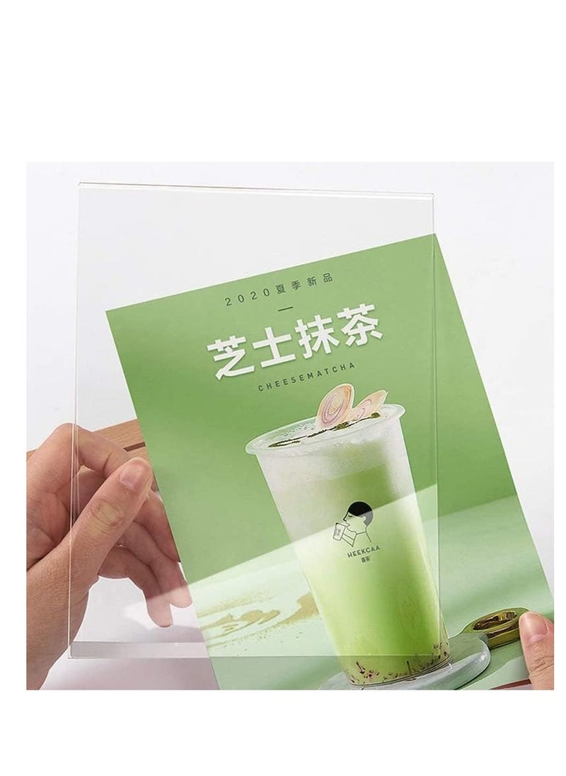 ECKEK Acrylic Sign Holder A4/A5/A6 Menu Displays Double Sided, Wood Base Table Top Sign Stand