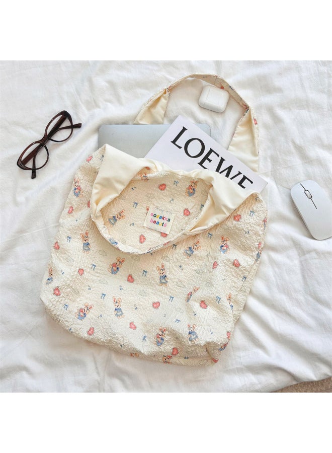 4613 South Korea Summer Embossed Cute Canvas Bag Niche Design Large Capacity Tote Bag Shoulder Underarm Bag-Color:Diamond Bear  - Image 5