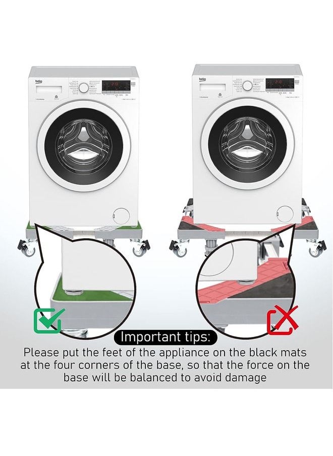 Generic - Mini Fridge Stand Mobile Base With 4 Locking Refrigerator Wheels And 8 Strong Feet For Washer Dryer Washing Machine Stand Pedestal Refrigerator Stand Adjustable Appliance Dolly Square Moving Roller - Image 1