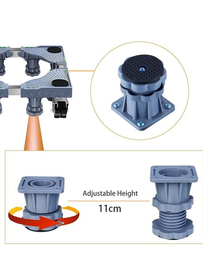 Generic - Mini Fridge Stand Mobile Base With 4 Locking Refrigerator Wheels And 8 Strong Feet For Washer Dryer Washing Machine Stand Pedestal Refrigerator Stand Adjustable Appliance Dolly Square Moving Roller - Image 1