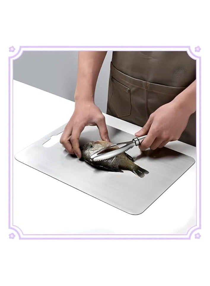 Beauenty 304 Stainless Steel Cutting Board For Kitchen,Meat,Fruit,Pastry,Pizza,Cheese,Vegetable Metal Cutting Board,meat Cutting Board For Anti-skid Double Side,Dough Board（39 * 28cm） - Image 2