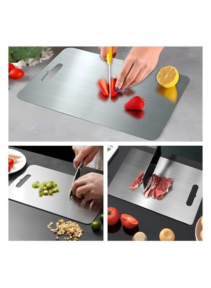 Beauenty 304 Stainless Steel Cutting Board For Kitchen,Meat,Fruit,Pastry,Pizza,Cheese,Vegetable Metal Cutting Board,meat Cutting Board For Anti-skid Double Side,Dough Board（39 * 28cm） - Image 3