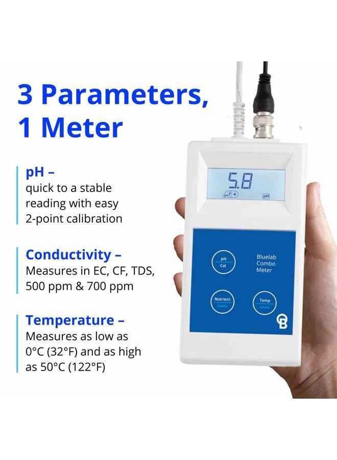 bluelab Metcom Combo Meter For Ph, Temperature, Conductivity (Nutrient) In Water With Easy Calibration, Digital Tds R For Hydroponic System And Indoor Plant Grow, Pack Of 1 - Image 2