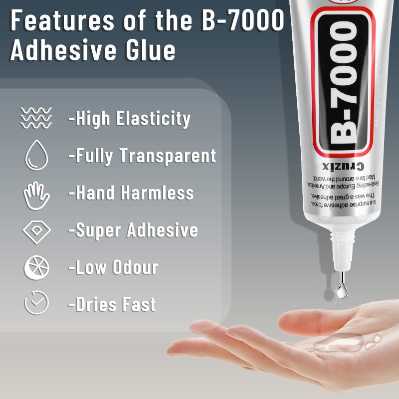 Cruzix B-7000 Craft Glue for Jewelry Making, Multi-Function B-7000 Super Adhesive Glues Liquid Fusion Glue for Rhinestones Crafts, Clothes Shoes, Fabric, Jewelry Making, Cell Phones (3x25 ml/0.9 oz) - Image 3