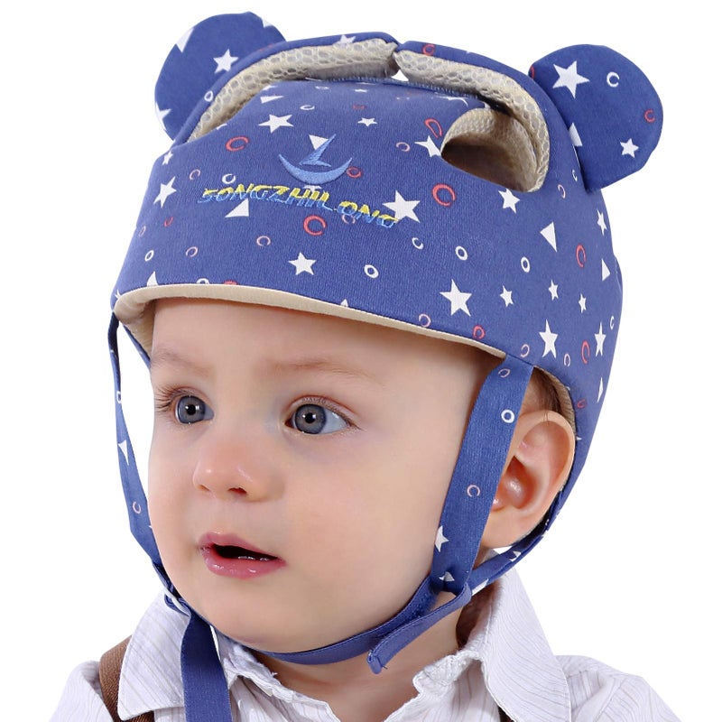 Ocanoiy Baby Infant Toddler Helmet Safety Headguard Head Protective Cushion Cute Children Adjustable Safety Helmet Hat Harnesses Cap Kid Child Crawl Walk Playing (Starry Blue) - Image 1