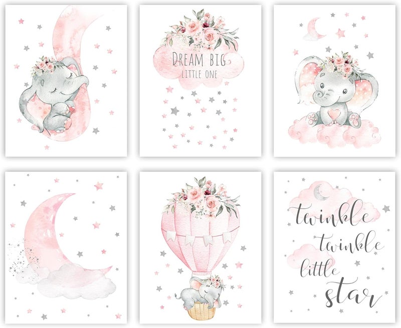 Canssape Elephant Nursery Wall Decor Set of 6 - Image 1