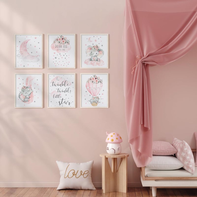 Canssape Elephant Nursery Wall Decor Set of 6 - Image 2