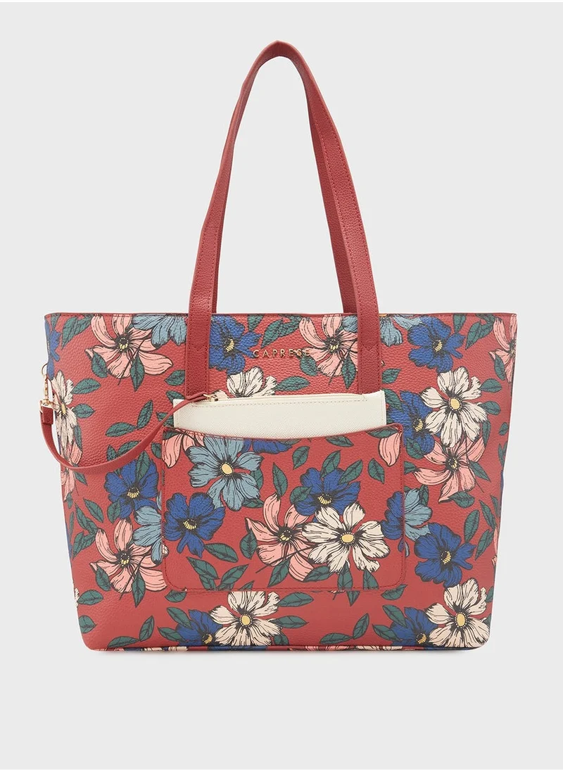 CAPRESE CAPRESE-VANESSA TOTE L Coral with floral prints