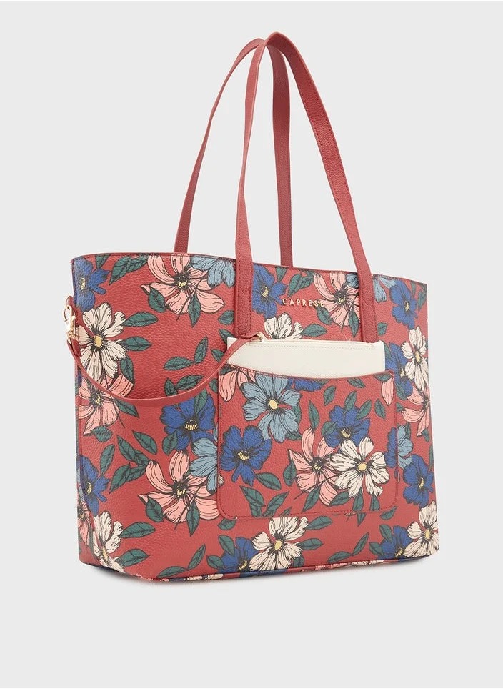 CAPRESE CAPRESE-VANESSA TOTE L Coral with floral prints