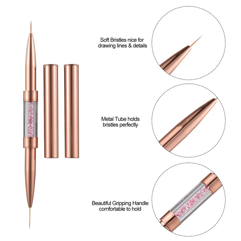 1PC Brushes Double-sided Nail Gel Polish Painting Drawing Line Stripe Flower Design 9/15mm DIY Drawing Painting Brush Pen - Image 4